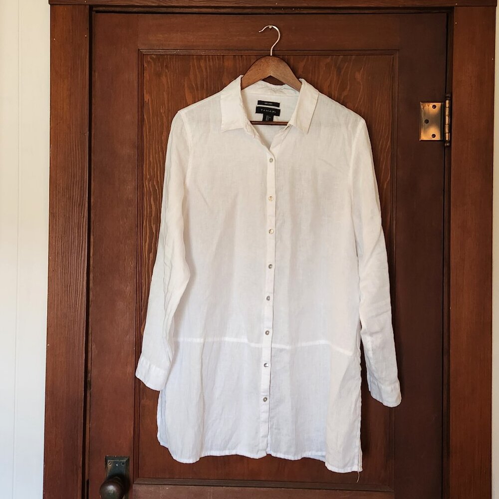 Tahari White Linen Tunic